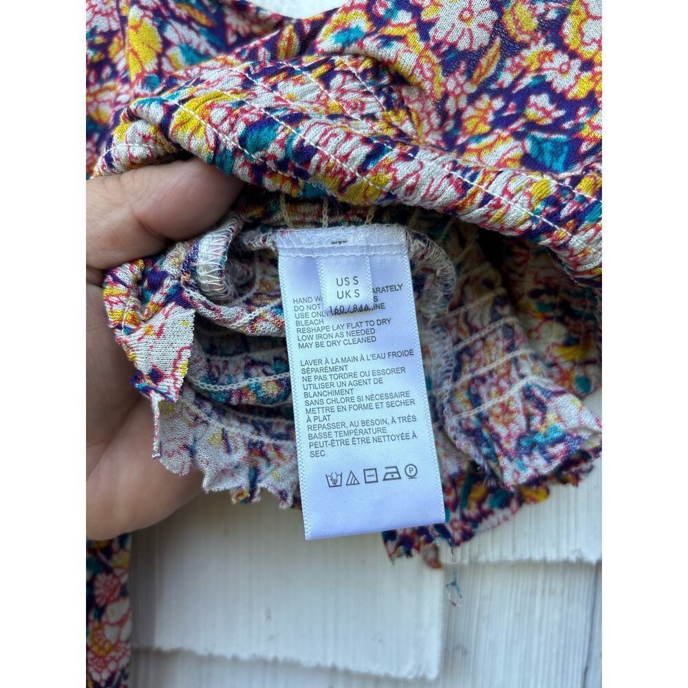 Urban Outfitters Old Soul Smocked Crop Top Floral Print Long Puff Sleeves Sz S - Picture 9 of 10